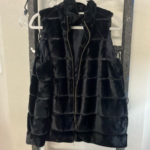 Black faux fur vest